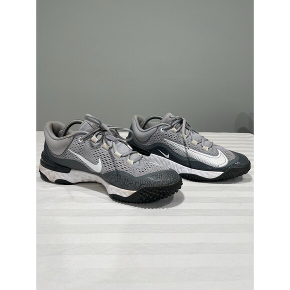 Nike Alpha Huarache Elite 4 Turf Shoes Mens 10 Gray White Baseball DJ6523-010 - Picture 1 of 16